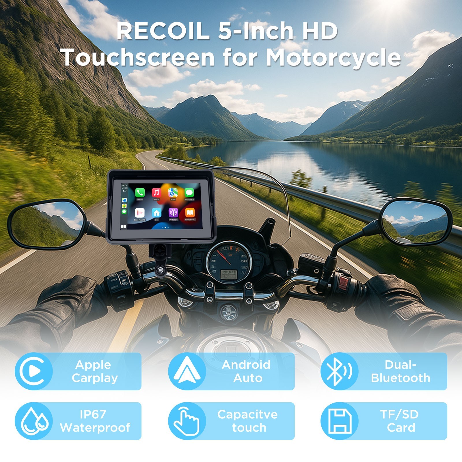MCS-1 5″ Waterproof Wireless Navigator Motorcycle CarPlay & Android Auto Screen