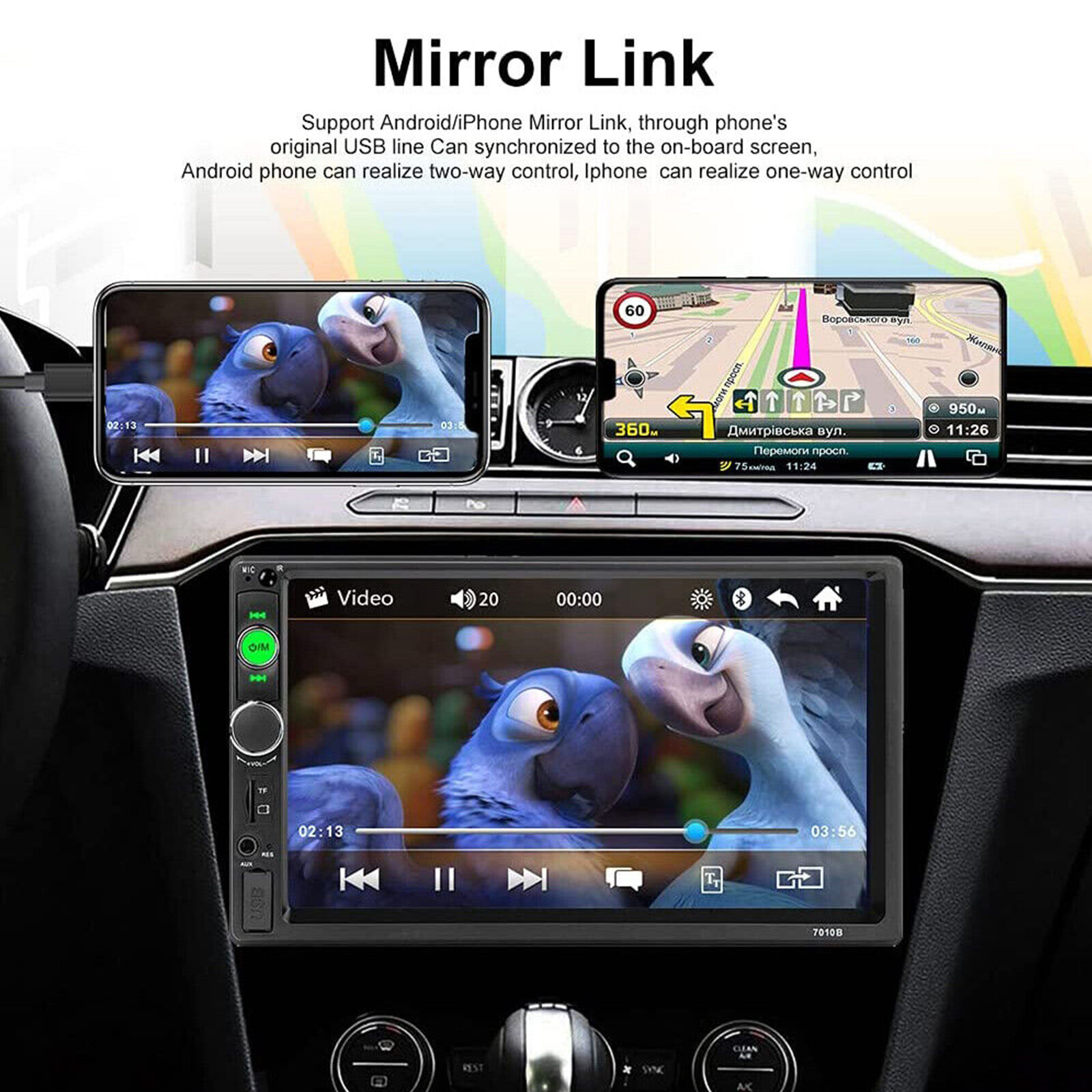 7″ Double Din Car Stereo Audio MP5 Player USB FM Multimedia Radio & Camera 7018B