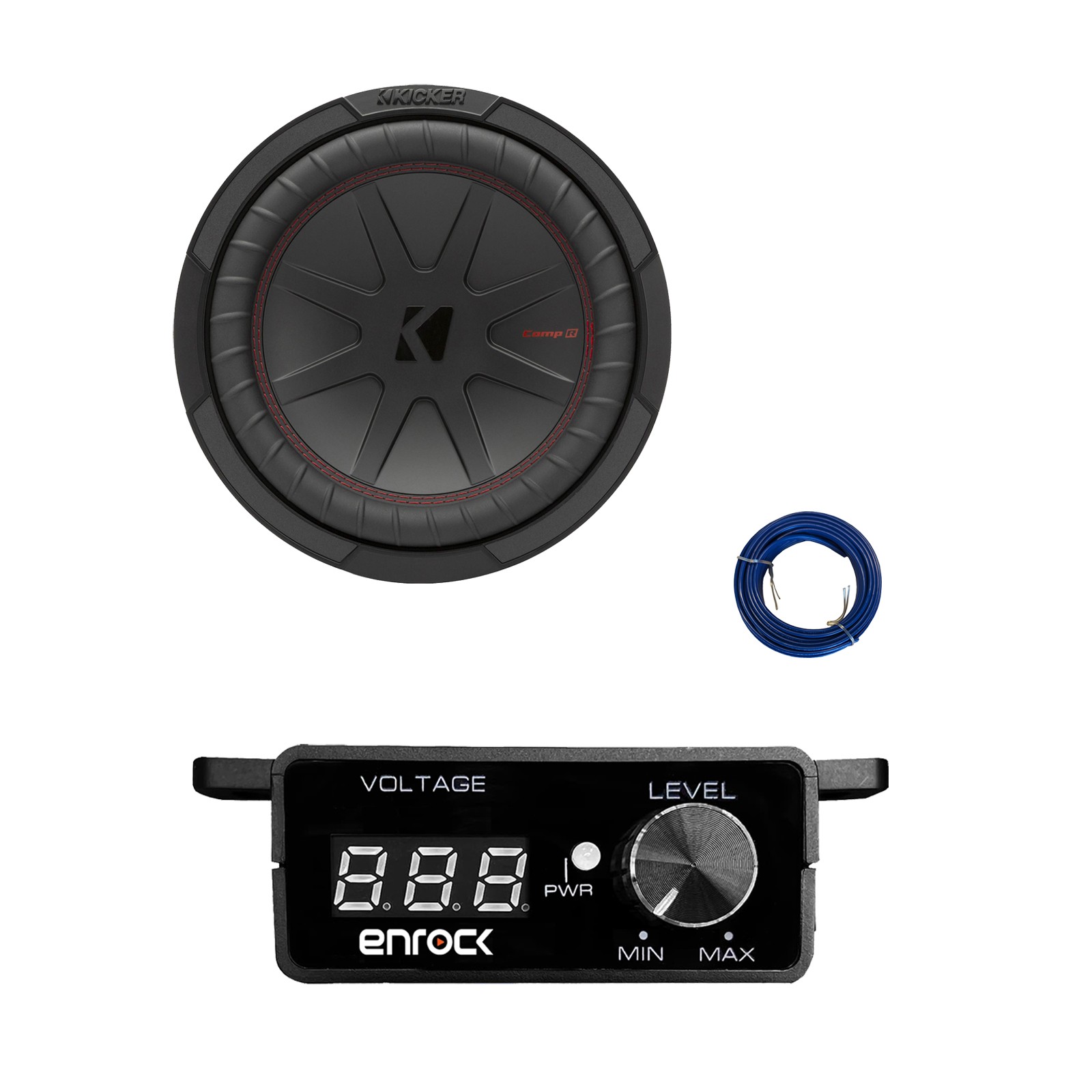 Kicker 10″ 800 Watt Car Subwoofer, Bass Knob with Wire