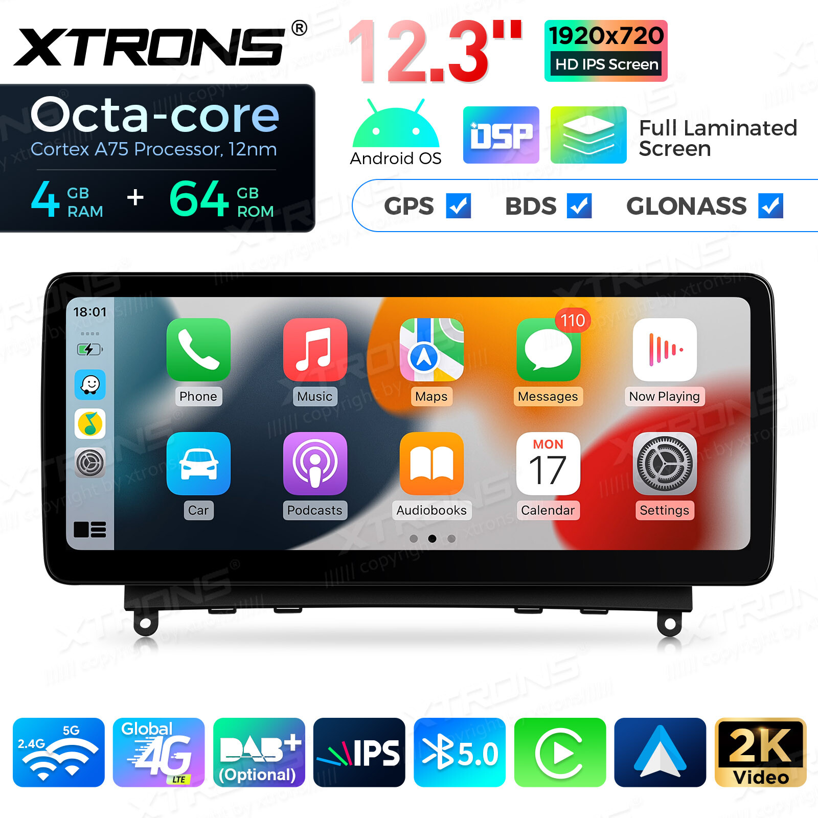12.3″ Android 14 8-Core 64GB Car Stereo GPS Retrofit For Benz C-Class W204 07-10