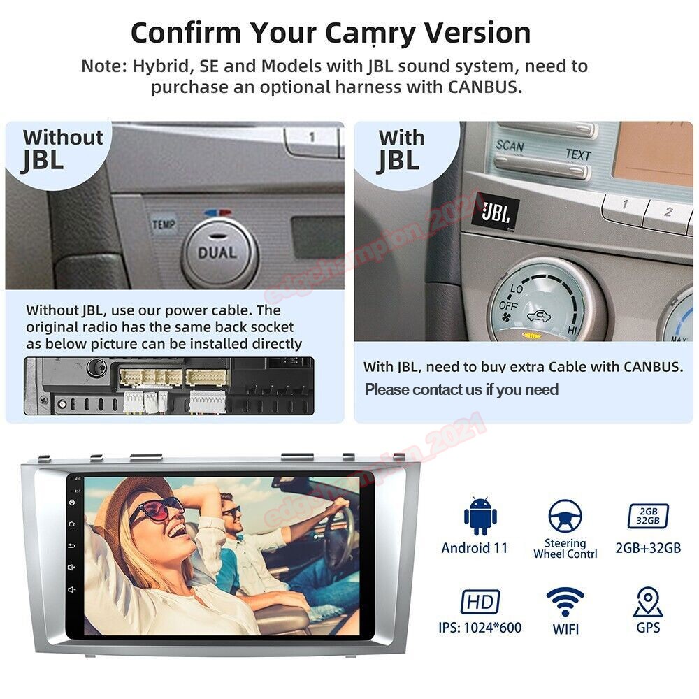 For 2007-2011 TOYOTA CAMRY Android 15.0 Car Stereo Radio Wifi GPS Navi Carplay