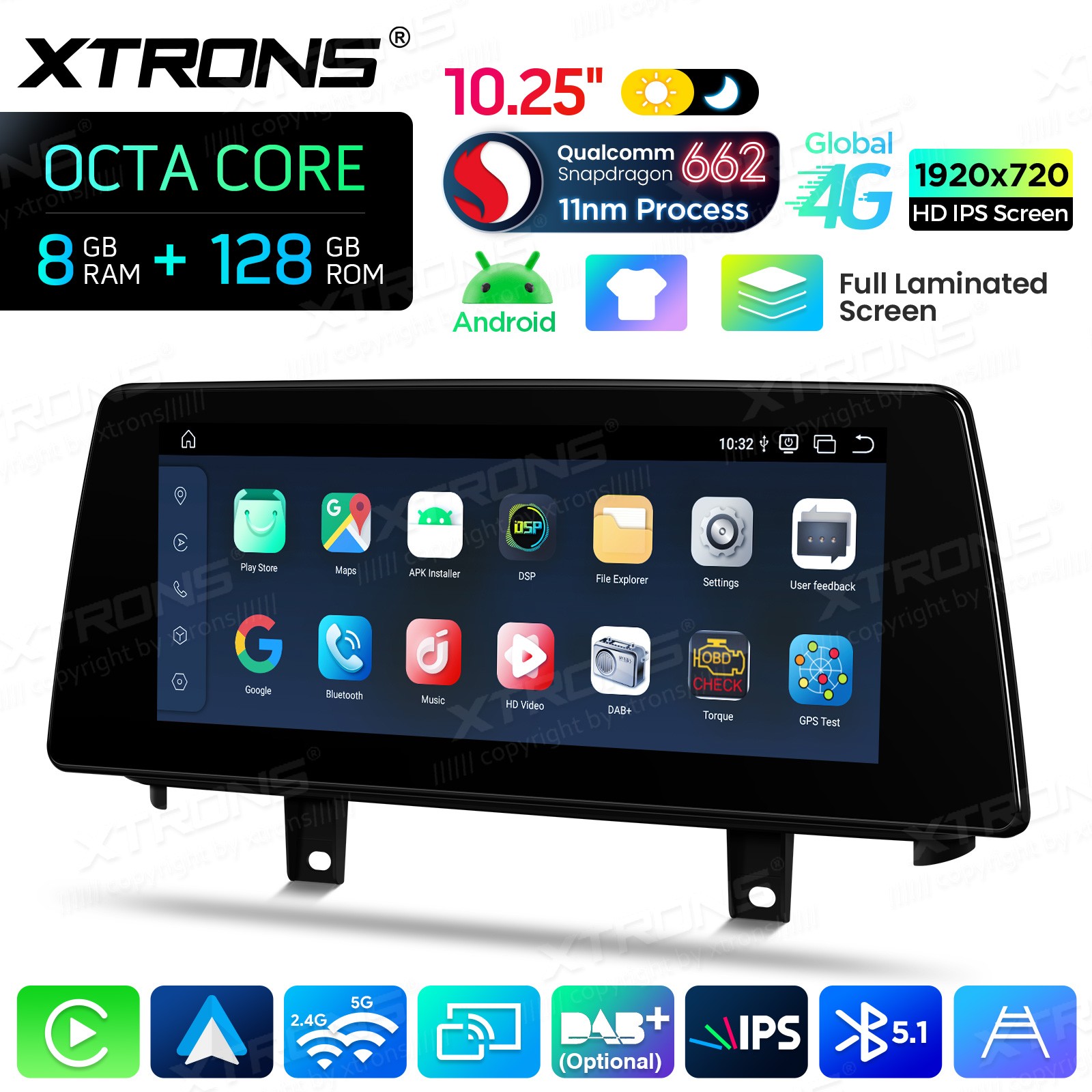 10.25″ Android 14 Car Stereo CarPlay 8+128G Retrofit For BMW X5 F15 X6 F16 NBT