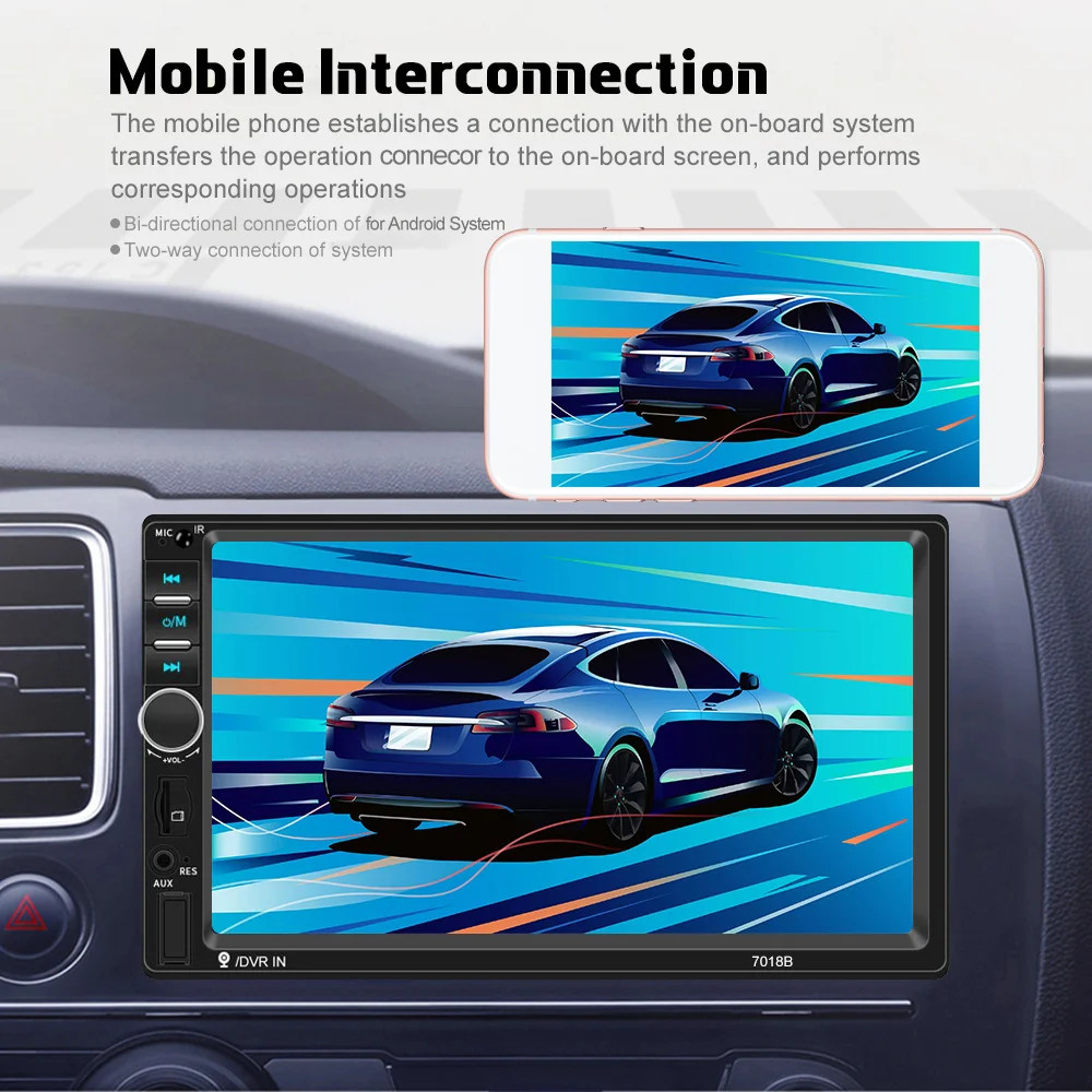 Car Stereo 2 Din Radio 7″ MP5 Player HD Support USB SD FM Aux Mirror Link Camera