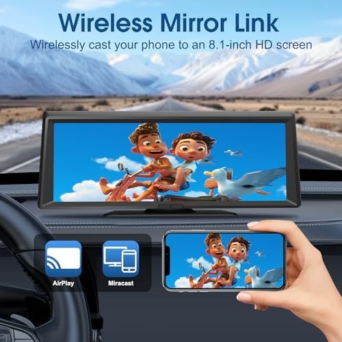 Wireless Portable with Apple CarPlay Screen,8.1″ Touch Screen Car Stereo with 2K