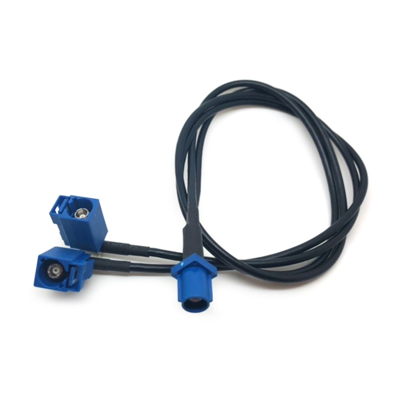 19.69inch (50cm) Fakra C Male to Dual Female Jack Y Shape Splitter Cable RG174