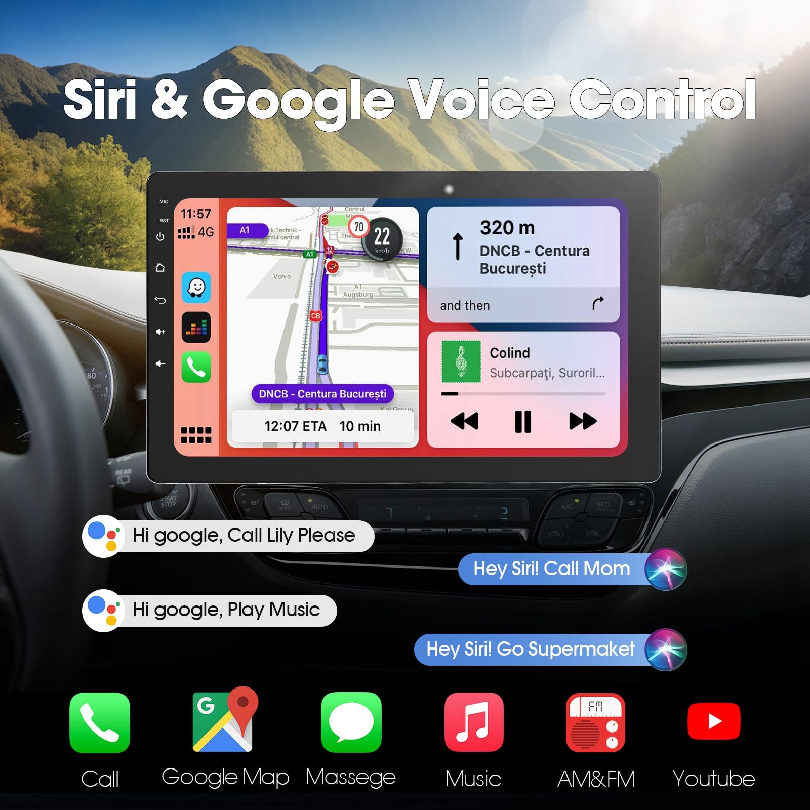 Haudio 10.1 inch Single Din Car Stereo, Rotatable Touch Screen Radio with Wir…