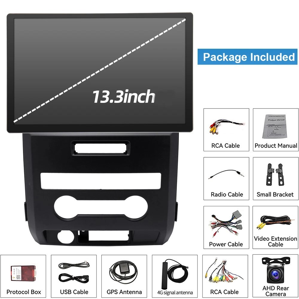 13.3″ Large Screen Car Radio GPS Carplay replace For Ford F150 Raptor 2008-2014