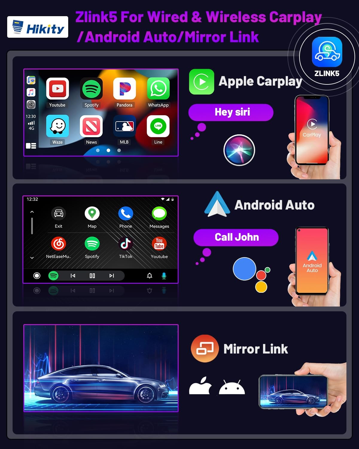 1280*800 CarPlay For 2008 2010 2012 Toyota Highlander Car Radio Stereo GPS 64G