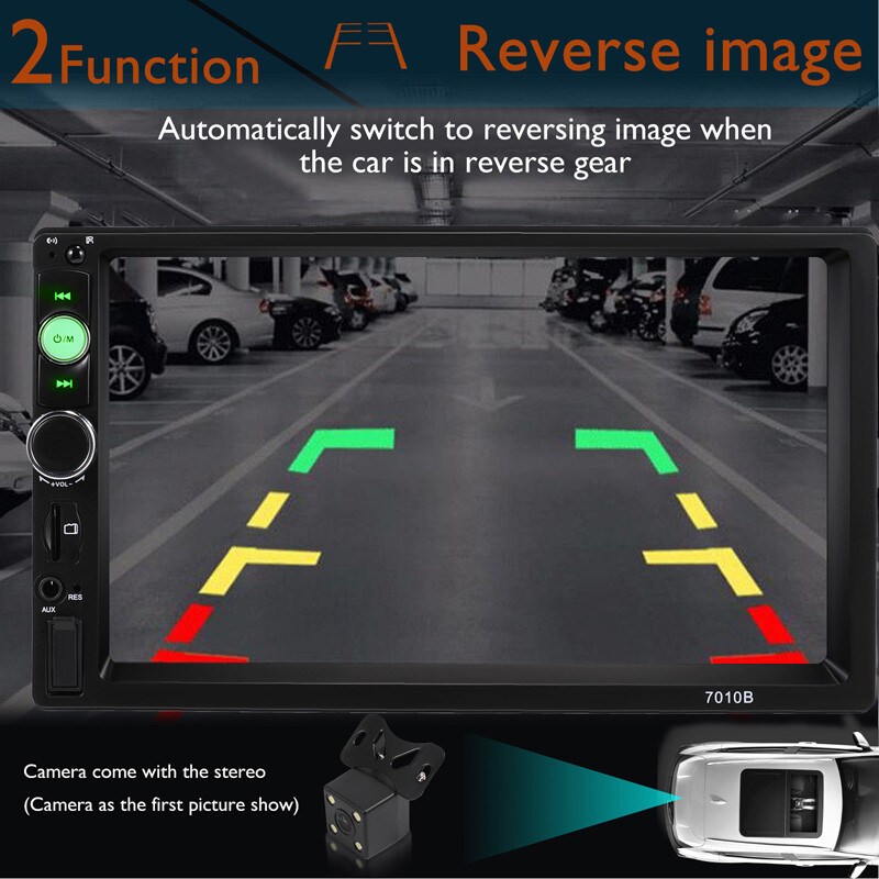 Radio estéreo para coche doble 2 DIN de 7″ Reproductor MP5 Bluetooth + Cámara