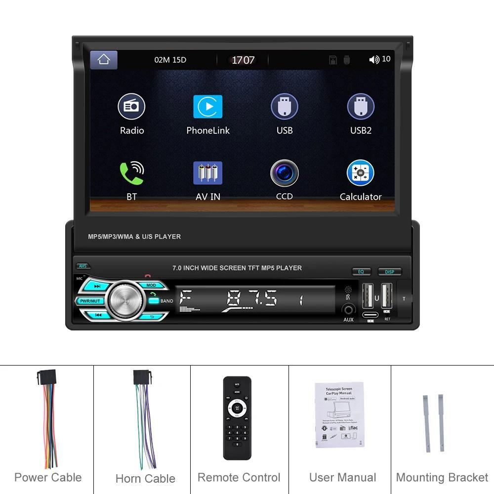7″ 1Din Car Radio Wireless Carplay Android auto MP5 Player Touchscreen Bluetooth
