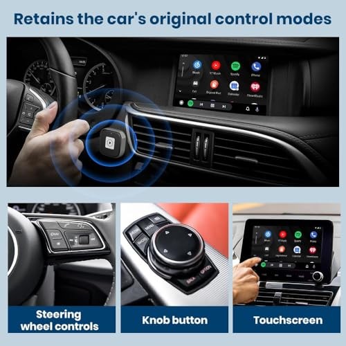 Mini 2-in-1 Wireless CarPlay &ndroidutodapter for iOS 10+ &ndroid 11+, Plug & A