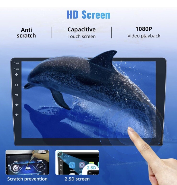 Android Car Stereo 10.1 Single Din 2+32GB Backup Camera Mirror Link Auto QLED