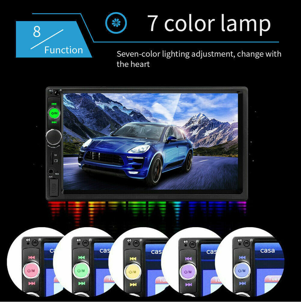 7″ Double 2 DIN Car MP5 Player Bluetooth Touch Screen Stereo Radio With Camera