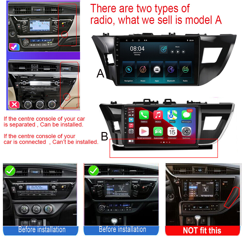 4+64G Car Stereo for Toyota Corolla 2014-17 Radio Carplay Android Auto 1280*800