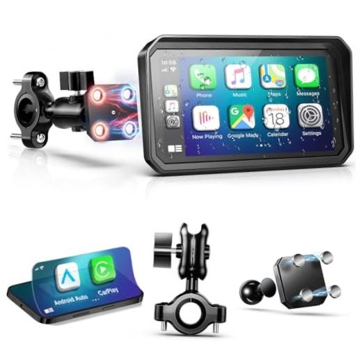 6″ Wireless Motorcycle Carplay with Android 6Inch Screen+Mounting Bracket