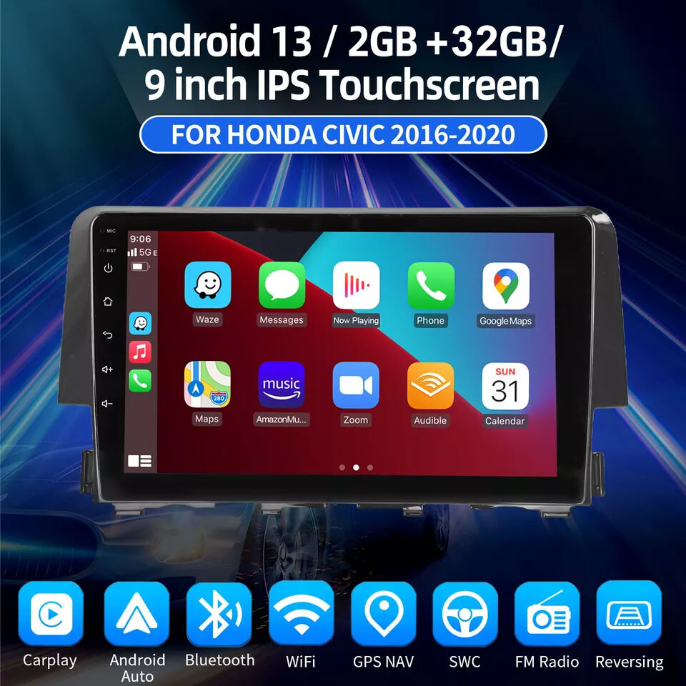 For Honda Civic 2016-2021 Android 2+32GB Car Stereo Radio Player GPS Navigation