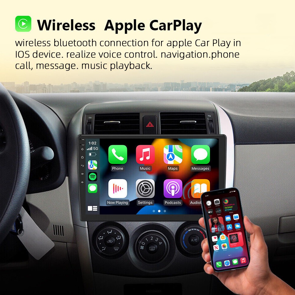 10″ 2 Din GPS Android Car Radio Wireless Carplay 2+64G BT Mirror Link Touch WiFi