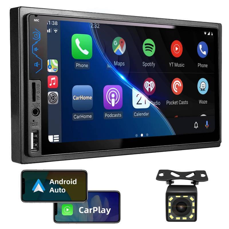 Double Din Car Stereo Compatible with Apple CarPlay and Android Auto