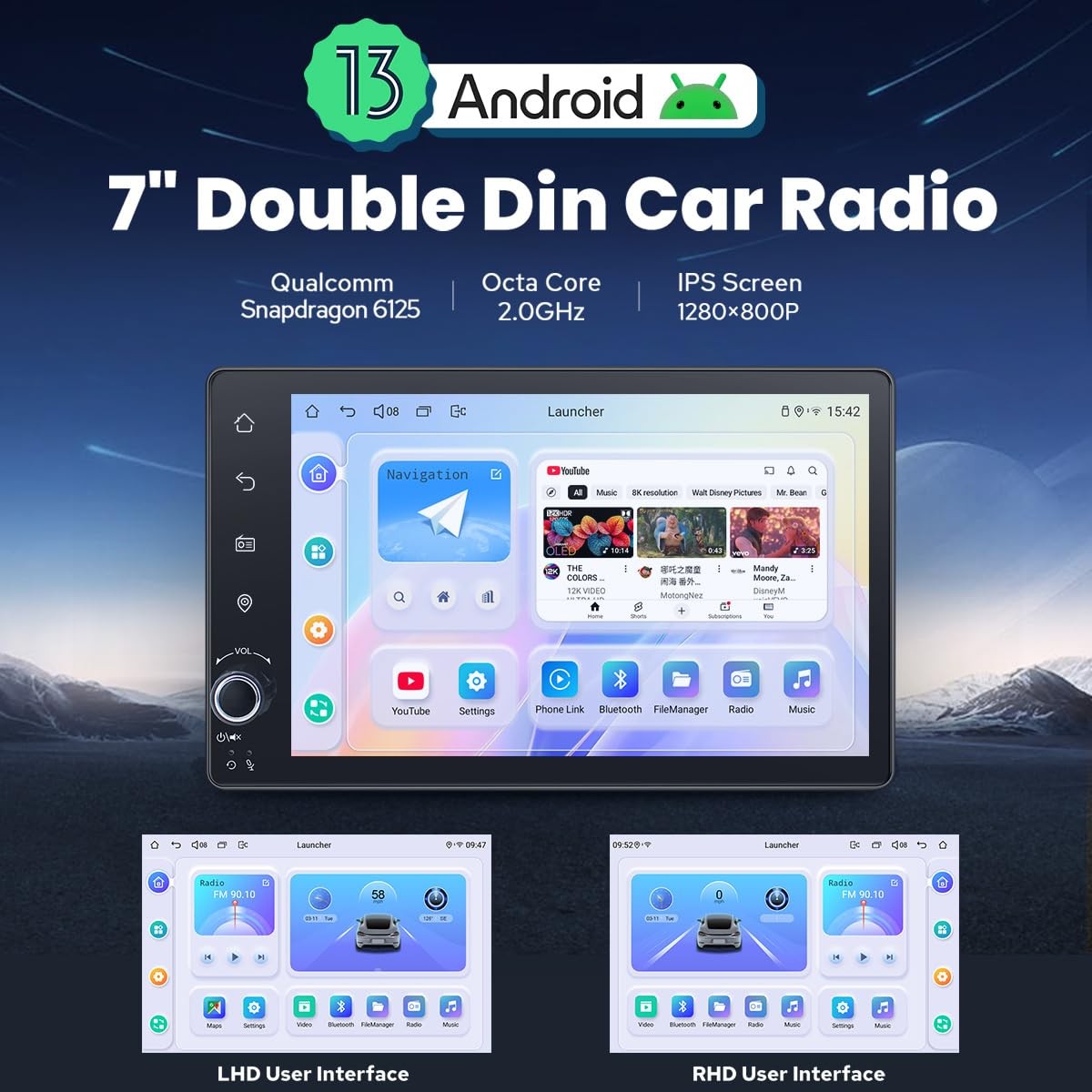 Joying 7 Inch Double Din Car Stereo Android 13 Radio, 4GB+64GB Car Audio Rece…