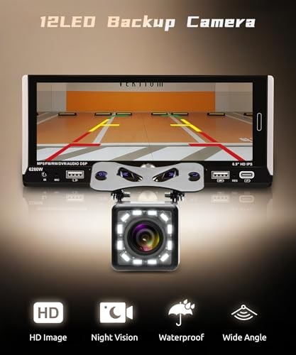 6.9-inch Single Din Car Stereo Wireless Carplay,1280X480P IPS Touch Screen Car