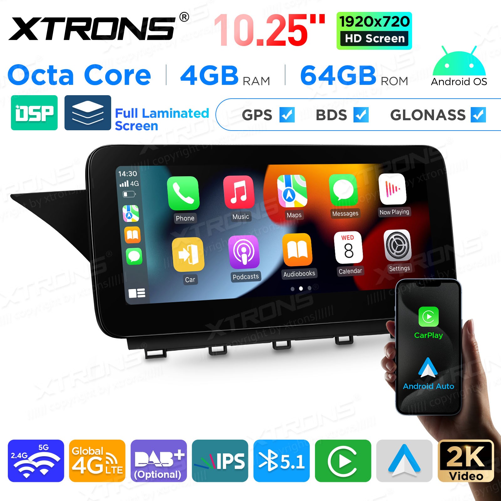 10.25” CarPlay For Benz X204 2013-2015 NTG 4.5 Android 14 Stereo Radio GPS Navi