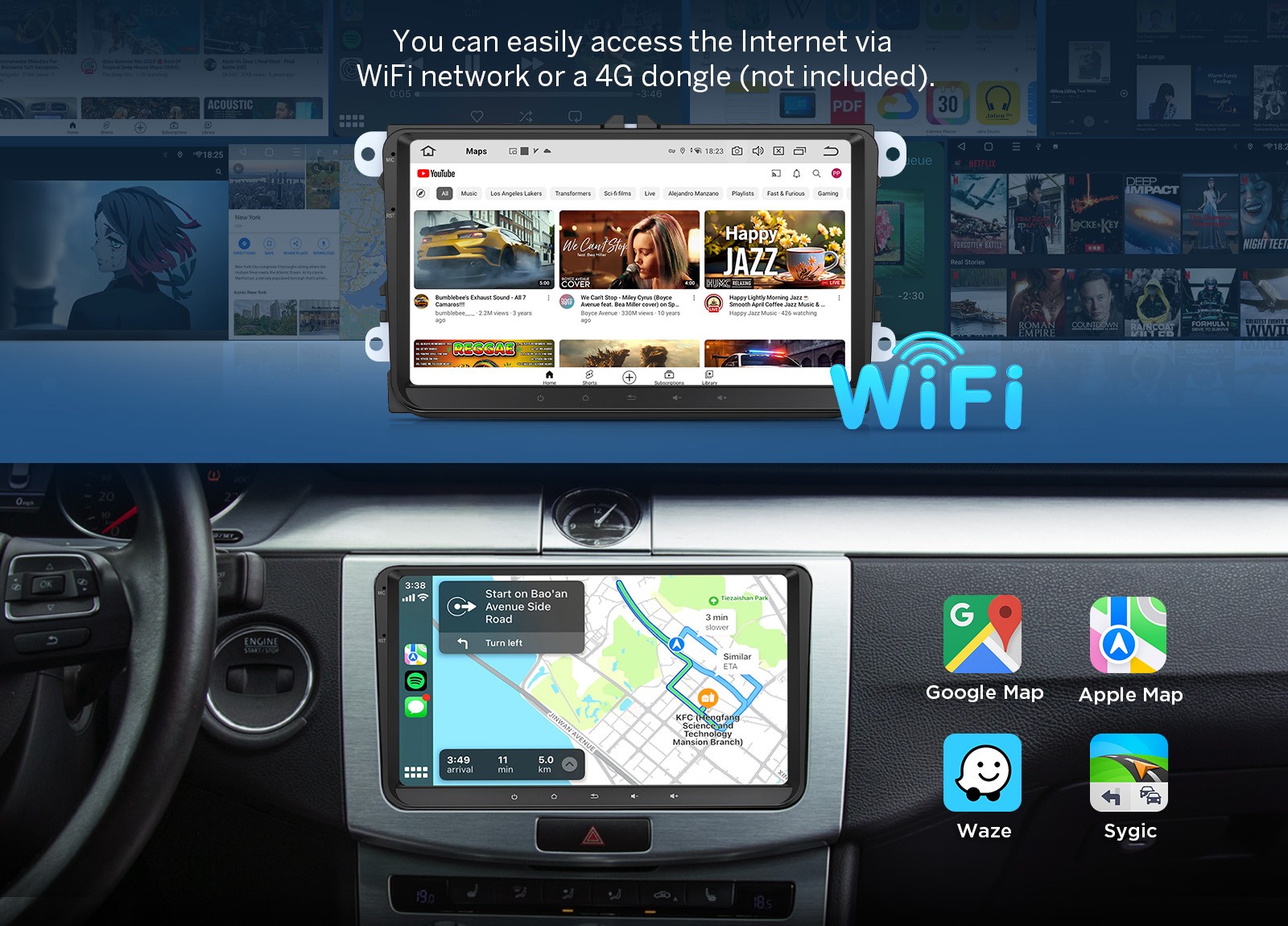 Octa Core 9″ Android Car Stereo Radio CarPlay GPS DSP For VW Jetta Passat Golf 6