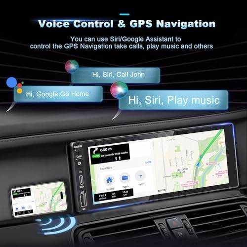 Single Din 7 inch IPS Touchscreen Car Stereo with CarPlay, Bluetooth, Backup Cam