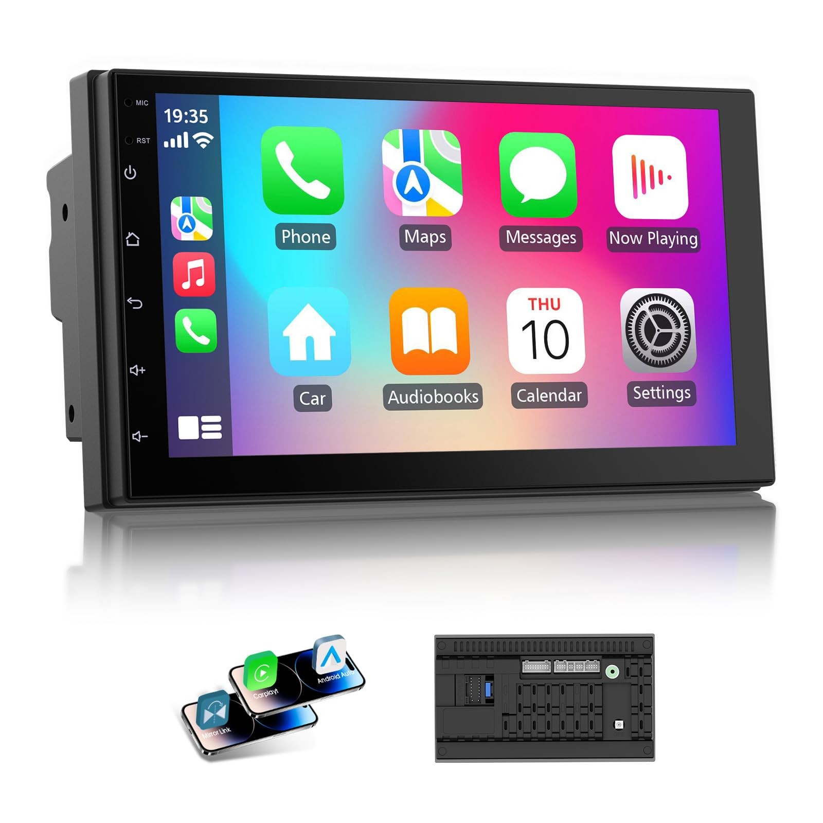 Haudio 7 Inch Double Din Car Stereo with 7-inch 2+32G (without camera), black