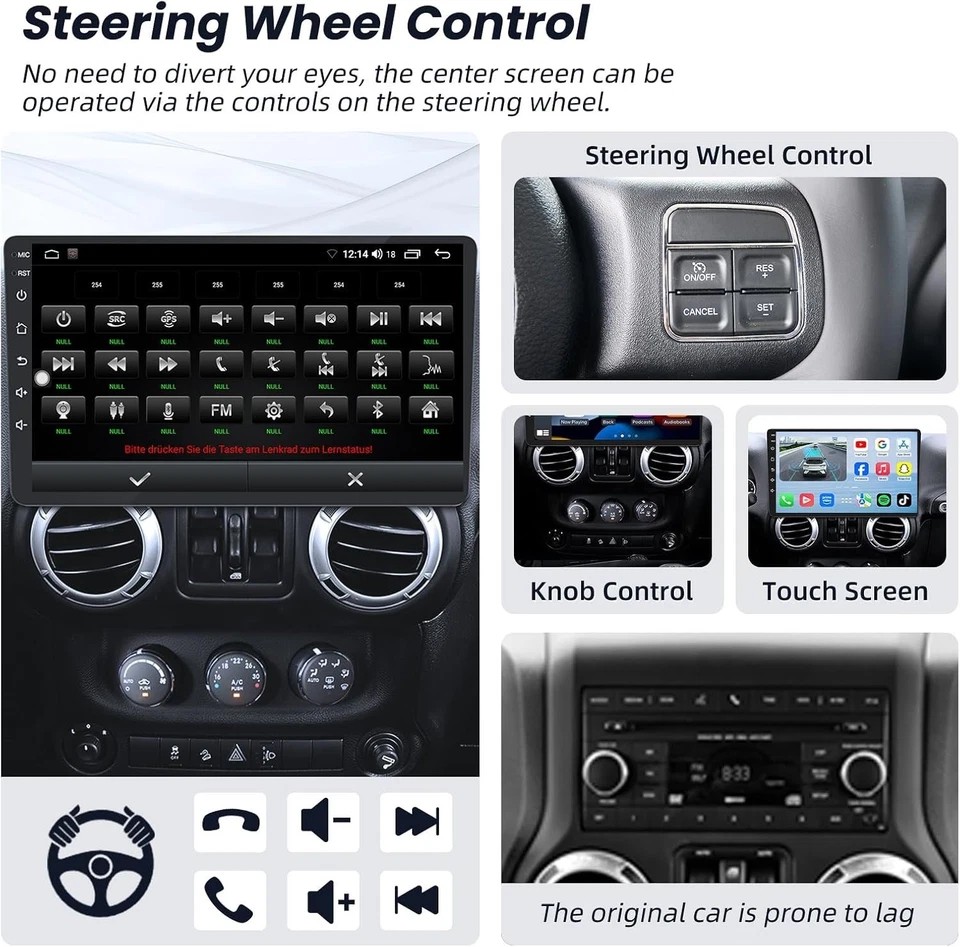 For Jeep Wrangler 2007-2017 Android 15 Car Radio Stereo Touch Screen Carplay GPS