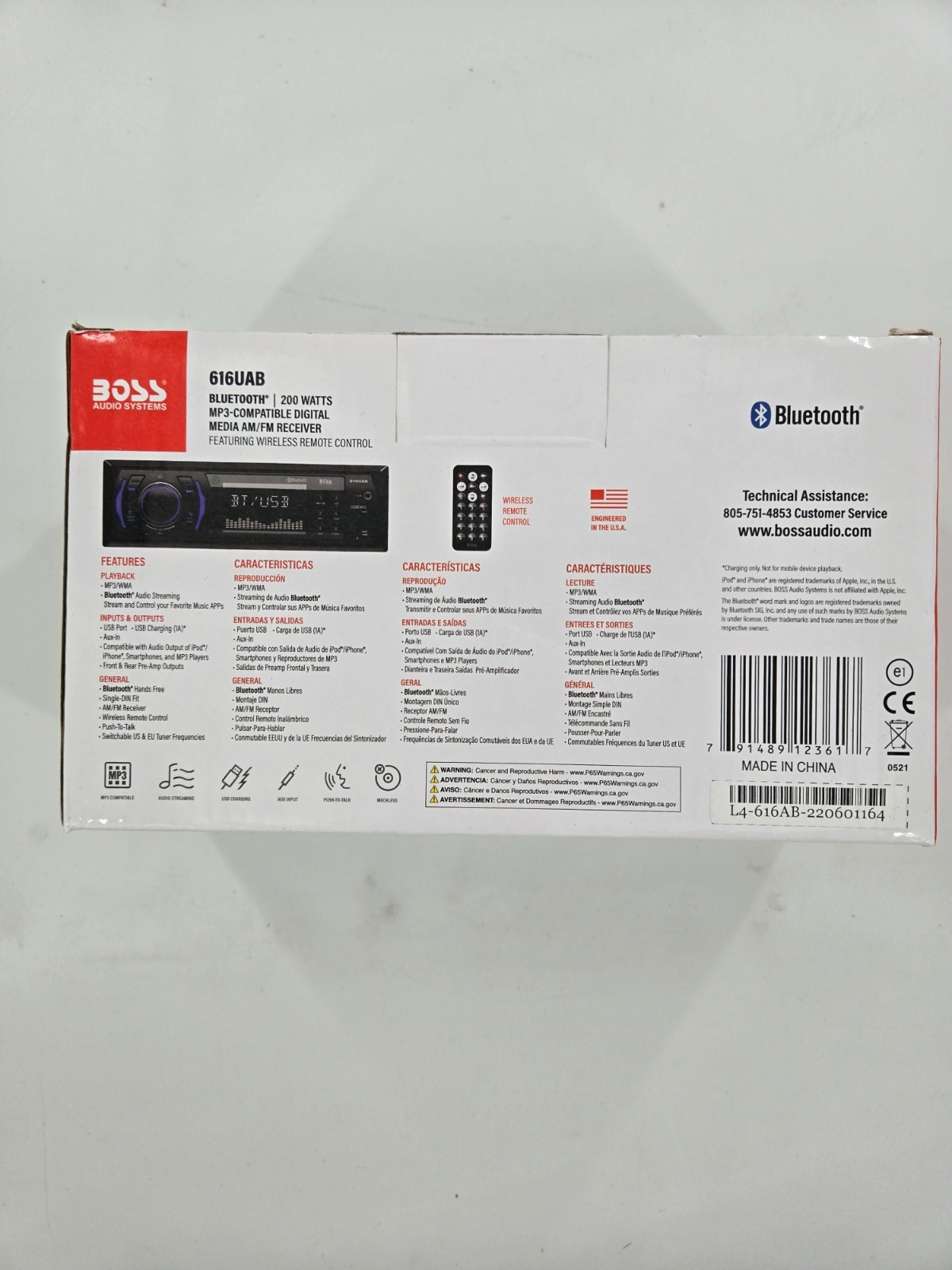 BOSS Audio Systems 616UAB Car Stereo With Bluetooth – Single DIN, MP3, Black