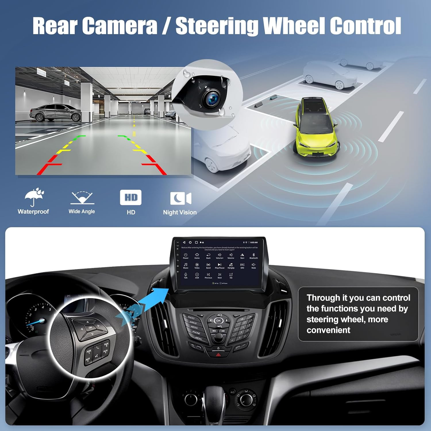 9” Car Radio For Ford Escape Kuga C-Max 13-17 Android 14 GPS NAVI BT USB 2G+32G