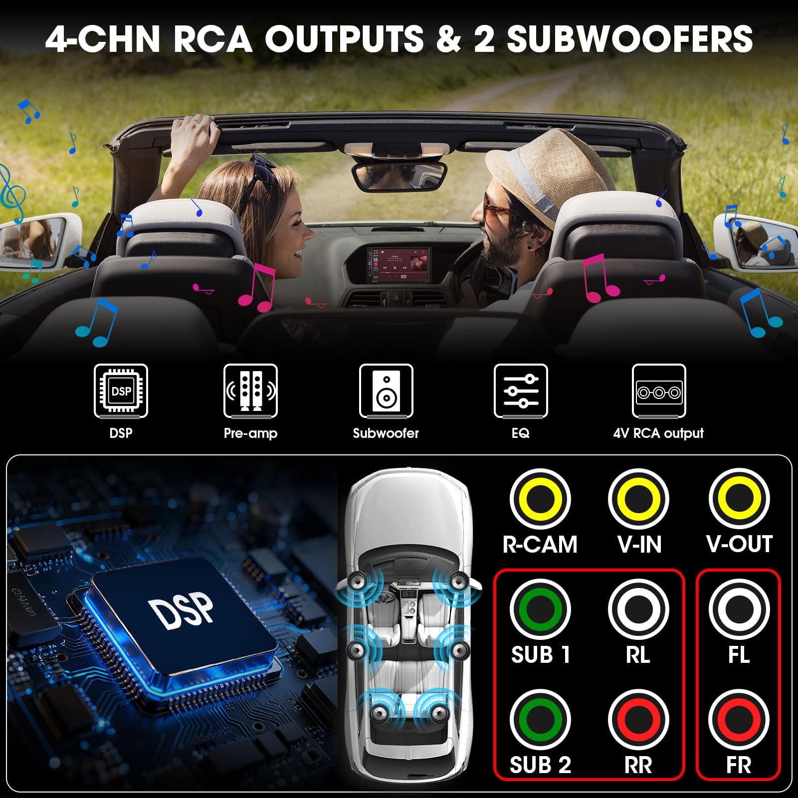 7″ Double Din Carplay Stereo: Wireless Android Auto Car Radio Receiver -…