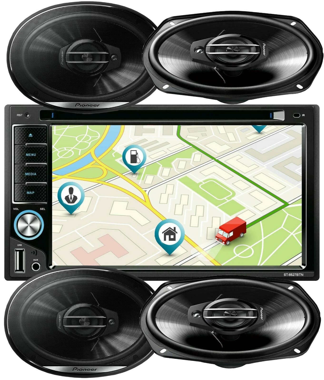 4x Pioneer 6×9 Speaker + 2DIN Car DVD CD Bluetooth Mirror Link GPS For Android