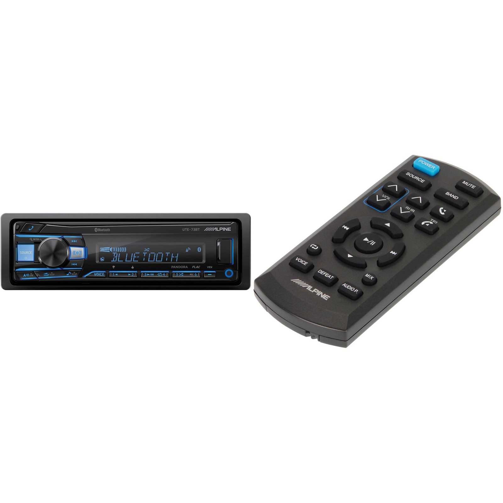 Alpine UTE-73BT Bluetooth® Multimedia Receiver & RUE-4360 Remote Bundle – Use…