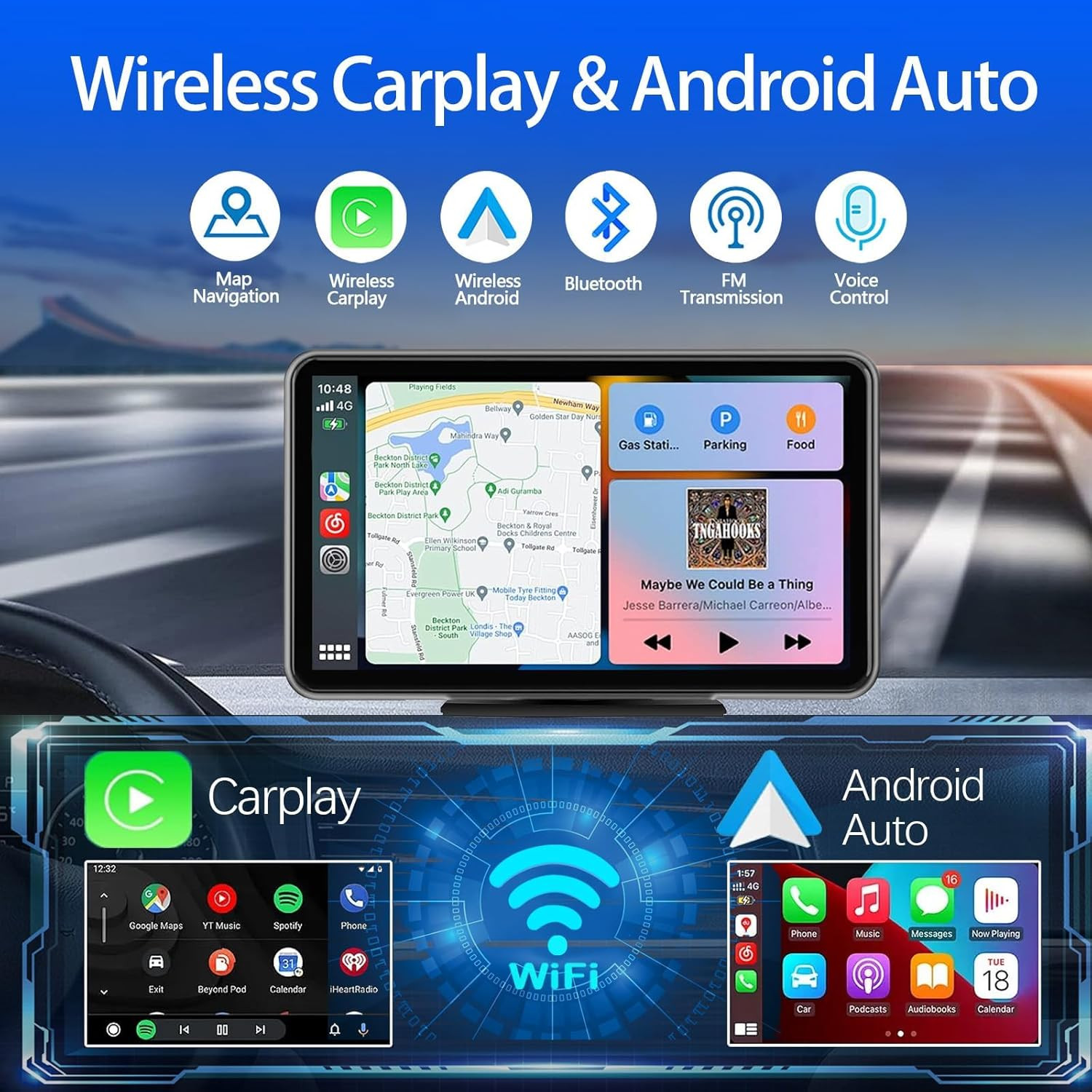 Carplay Wireless Portable Touchscreen Car Stereo Bluetooth Voice Control 7″ for