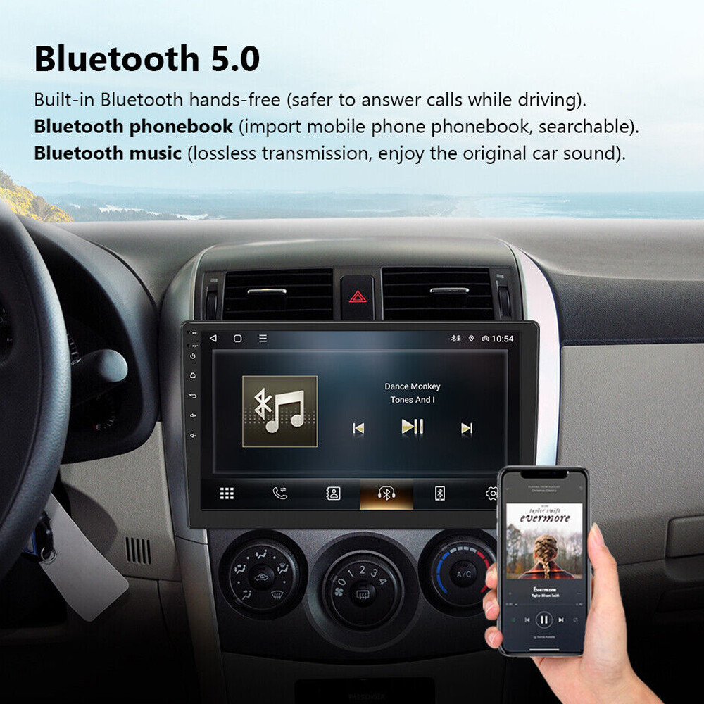 Android 10″ 2 Din Car Stereo Radio Wireless Carplay Touch Screen WIFI GPS NAVI