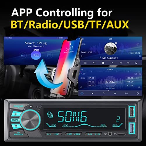 Car Stereo Bluetooth LCD Audio Radio with Brightness Adjustment APP Single Din