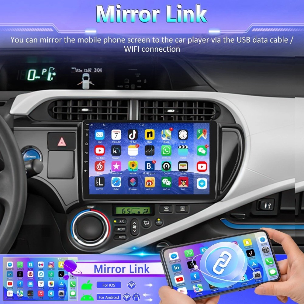 Android 15 Apple Carplay Car Stereo Radio For Toyota Prius C 2012-2014 GPS Navi