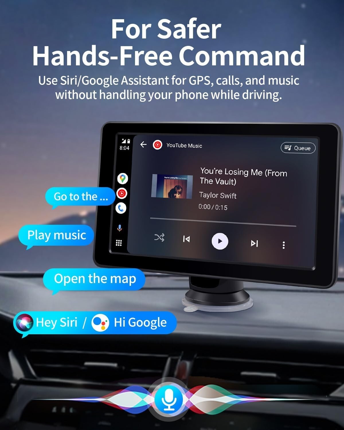Portable Carplay and Android Auto w/ Bluetooth or Wired Connection