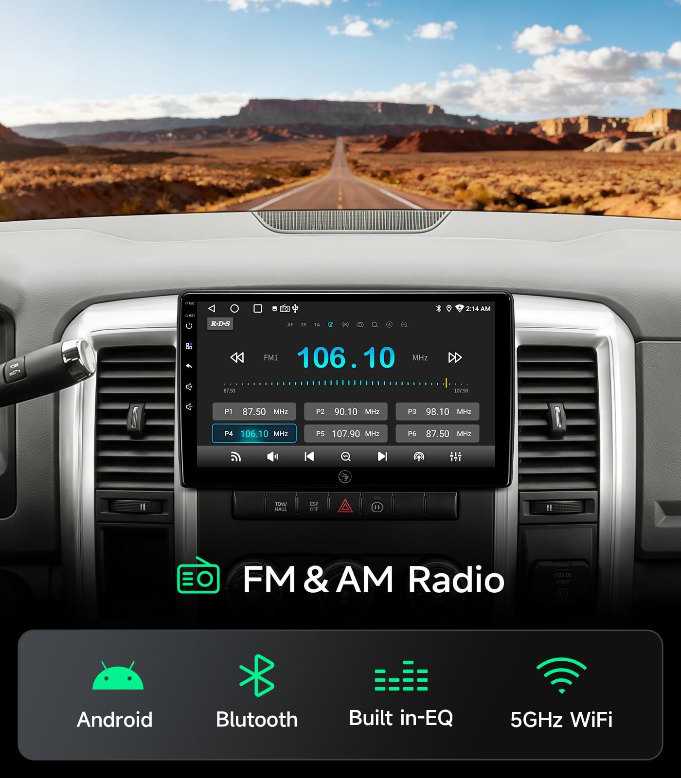 10.2″ IPS Touch Screen Car Radio for Dodge Ram 1500/2500/3500, GPS, CarPlay