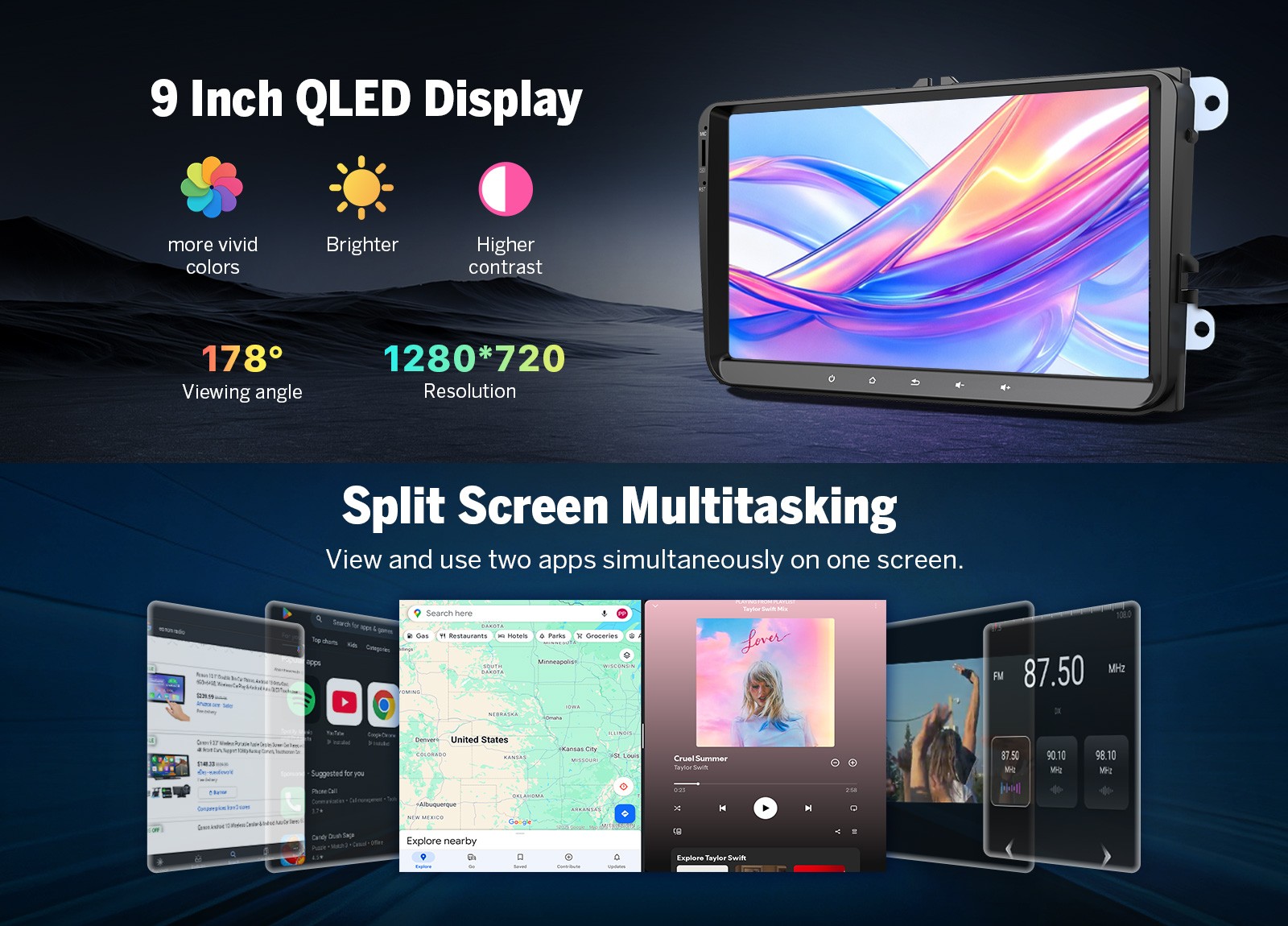 9″ QLED 8+128 Android Auto 13 for VW Golf MK5 2004-09 Car Radio CarPlay GPS Navi