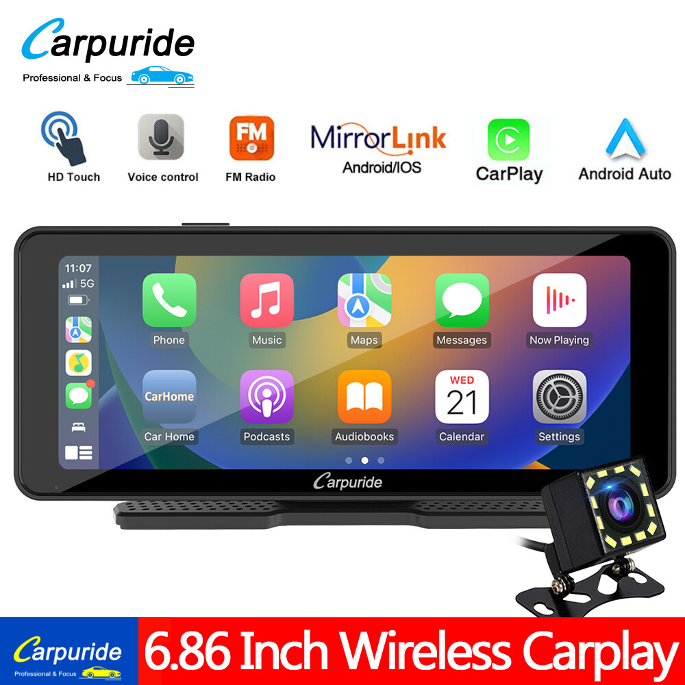 Carpuride 6.9″ Portable Apple CarPlay Android Auto Touch Screen Car Radio Stereo