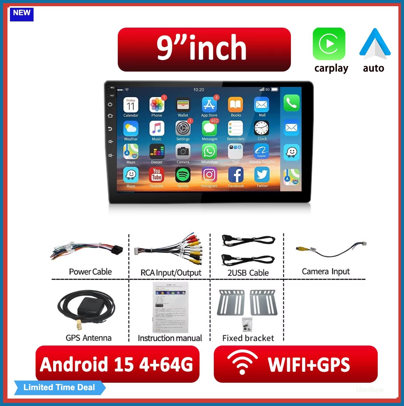 Car Radio 7 Inch 2 Din Wireless Android Auto Apple Carplay Bluetooth Mirror Link