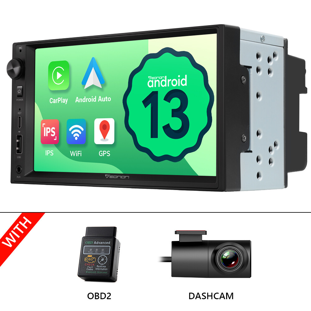 DVR+OBD+Double DIN 7″Car Stereo Radio Carplay Android Auto 13 Bluetooth Receiver