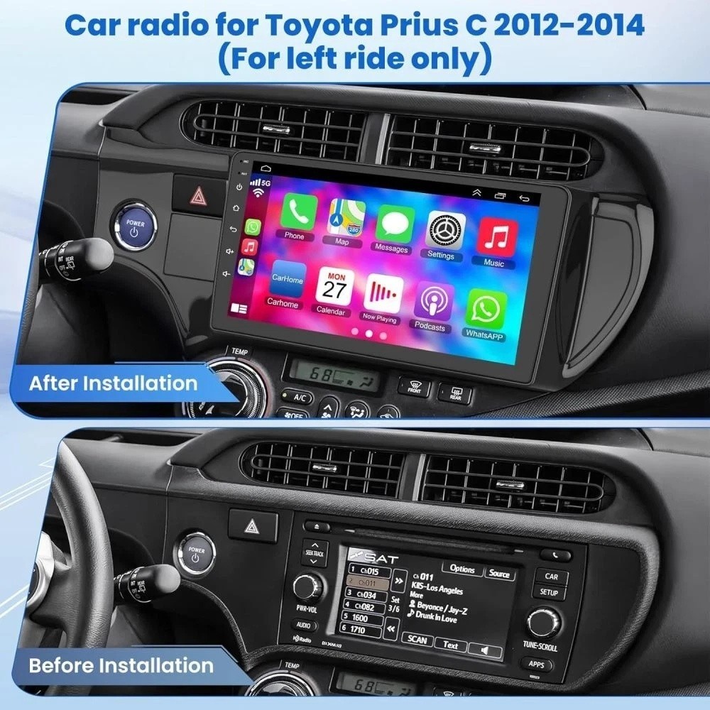Android 15 Apple Carplay Car Stereo Radio For Toyota Prius C 2012-2014 GPS Navi
