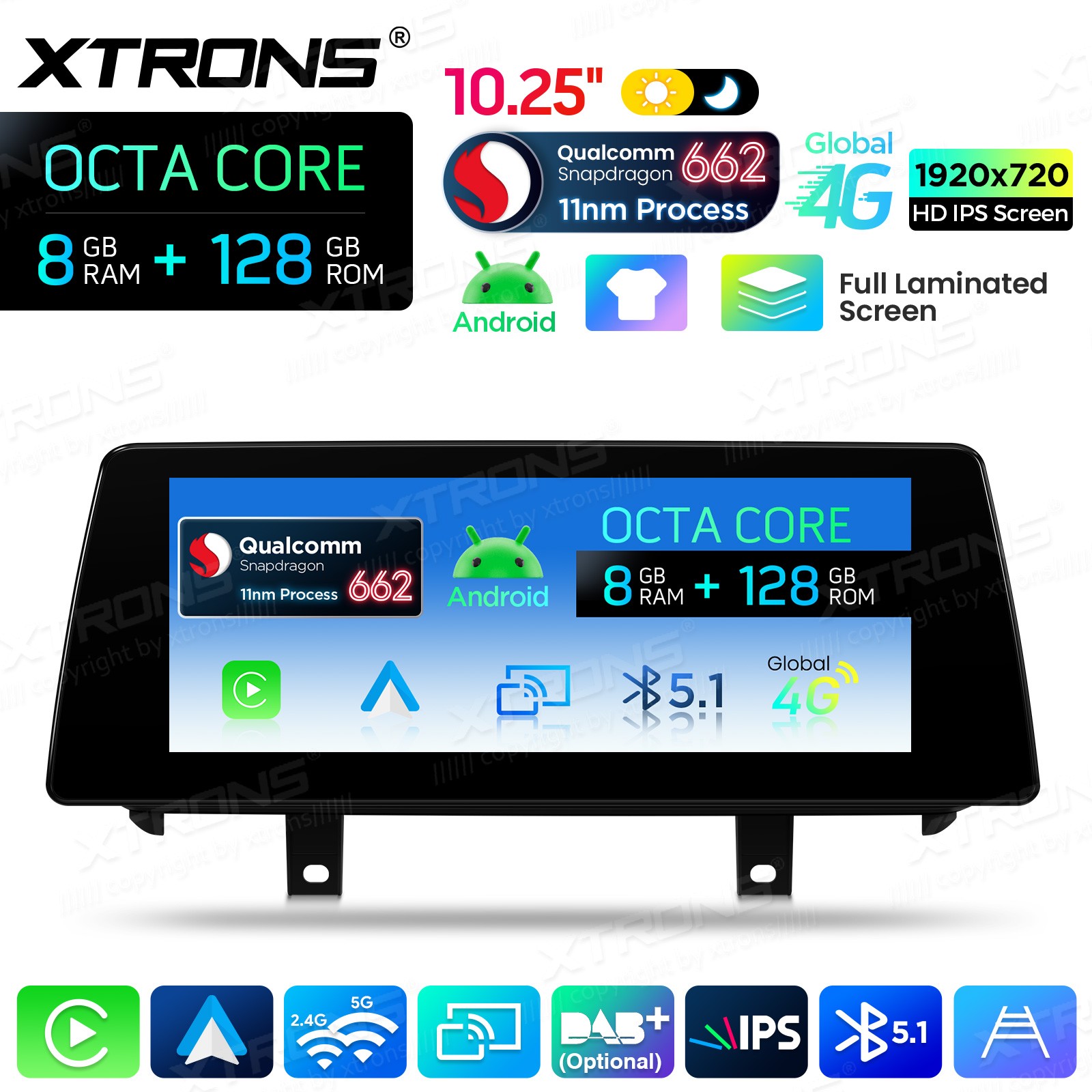 10.25″ Android 14 Car Stereo CarPlay 8+128G Retrofit For BMW X5 F15 X6 F16 NBT