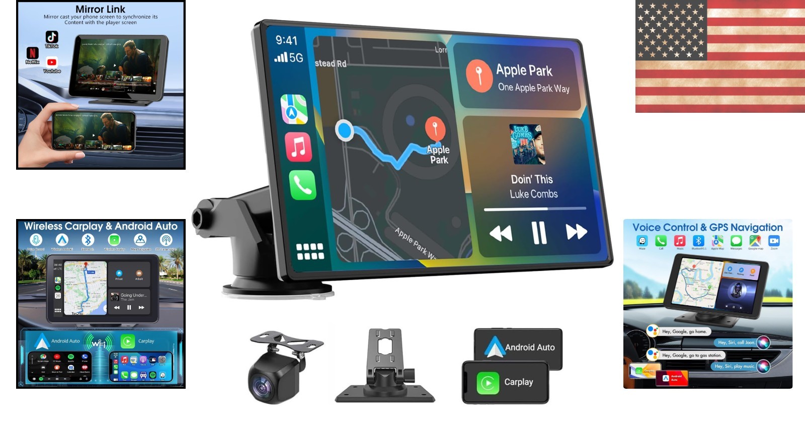 2026 7-Inch HD Carplay Screen – Bluetooth, GPS, Backup Camera & Voice Control