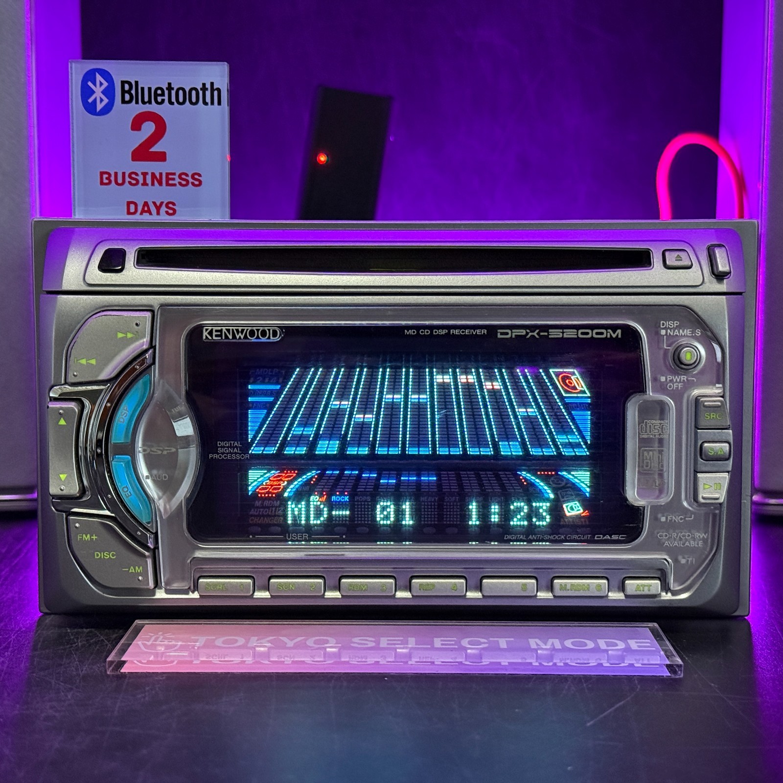 Kenwood DPX-5200M 2DIN CD MD Player Car Audio Added Bluetooth JDM Tested Stock