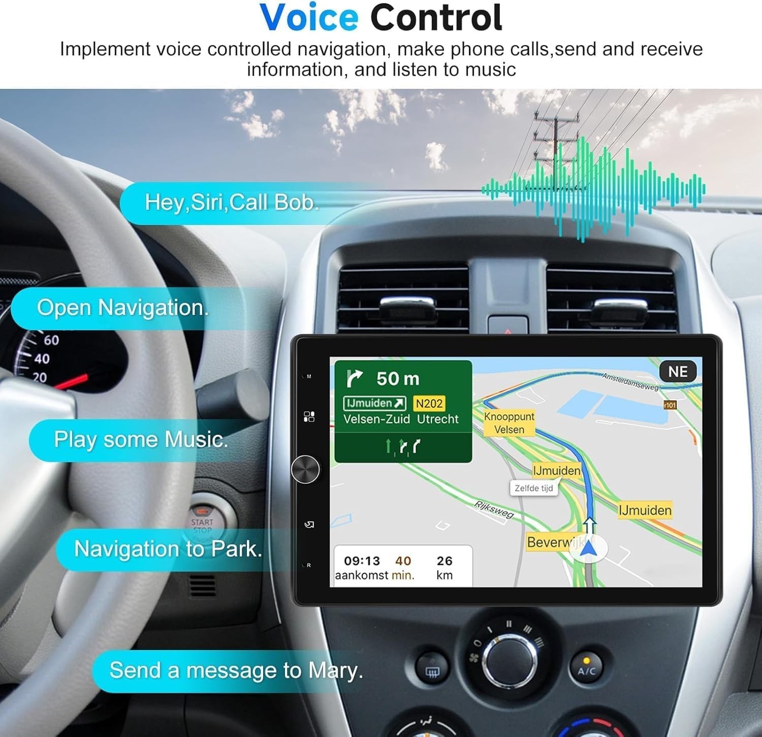 10.4″ Single Din Radio Car Stereo with Wireless CarPlay & Android Auto, Rotat…