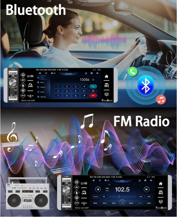 Estereo De Pantalla con Bluetooth Para Coche Carro Auto MP5 Player RCA/AUX/USB/T